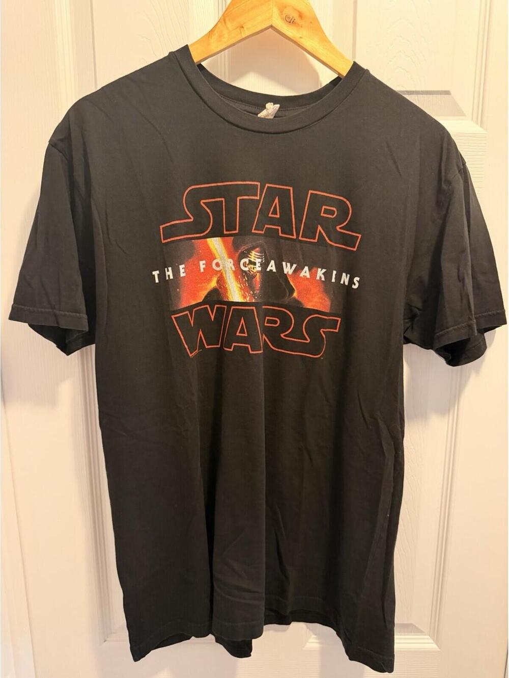 Star Wars The Force Awakens Kylo Ren Graphic T Shirt Mens L Black Cotton
